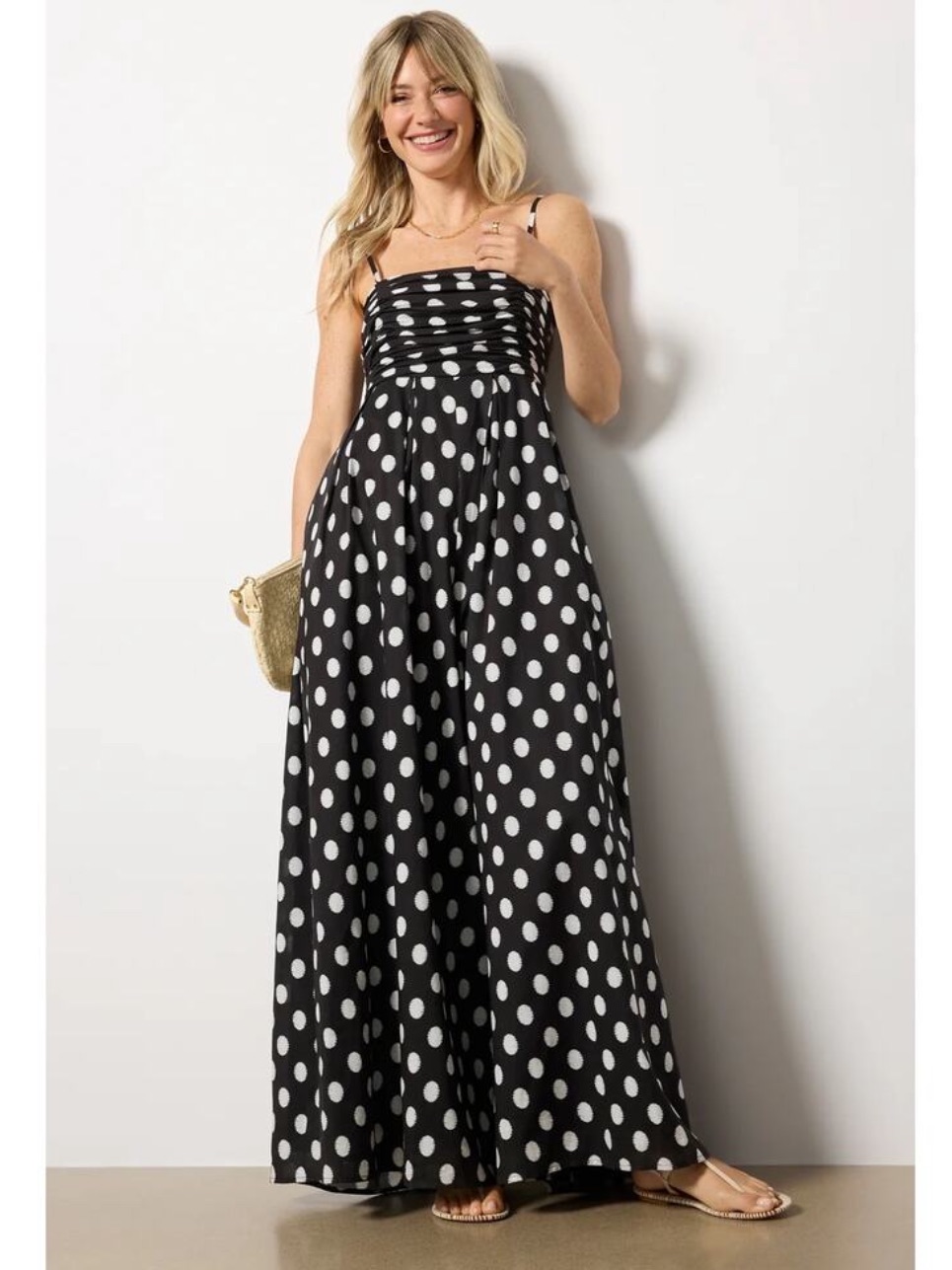 Nwt Hutch Ottie Polka Dot Wide Leg Jumpsuit Xs